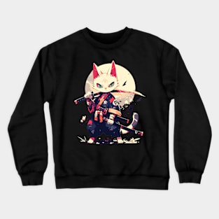 samurai cat Crewneck Sweatshirt